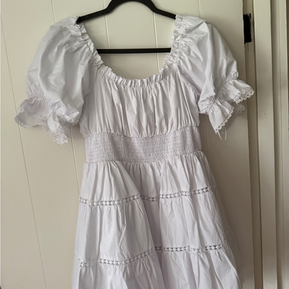 Altar'd State White Puff Sleeve Mini Dress
